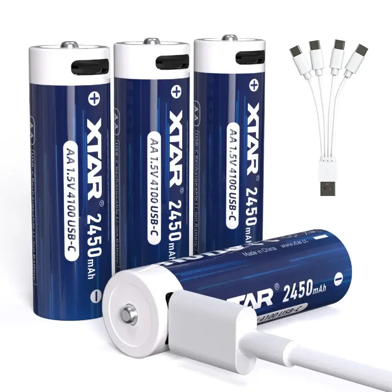1.5V AA 2450mAh USB-C Li-ion Rechargeable Battery 4 Pcs