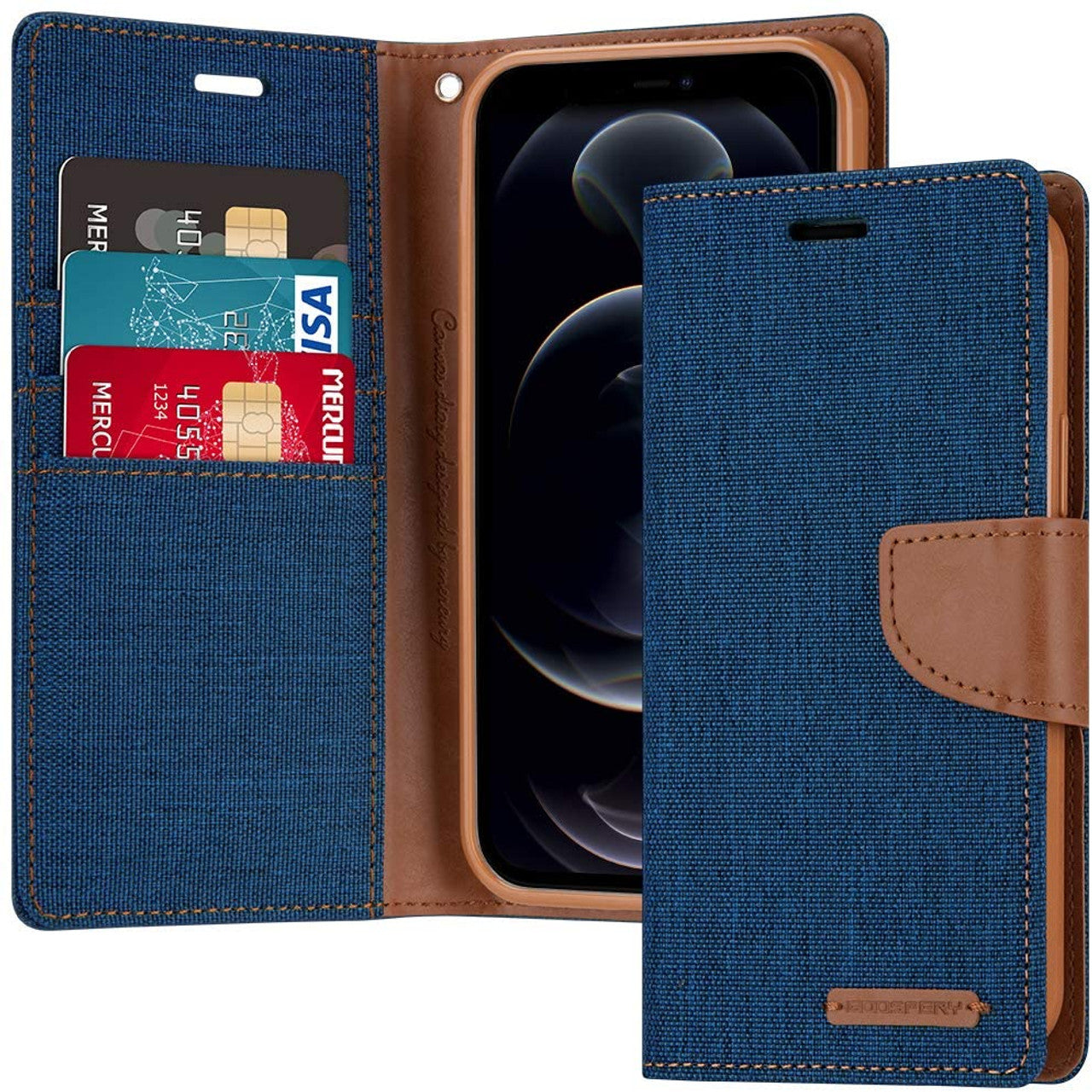 iPhone 12 Pro Max GOOSPERY Canvas Diary Flip Cover Case 6.7" Grey