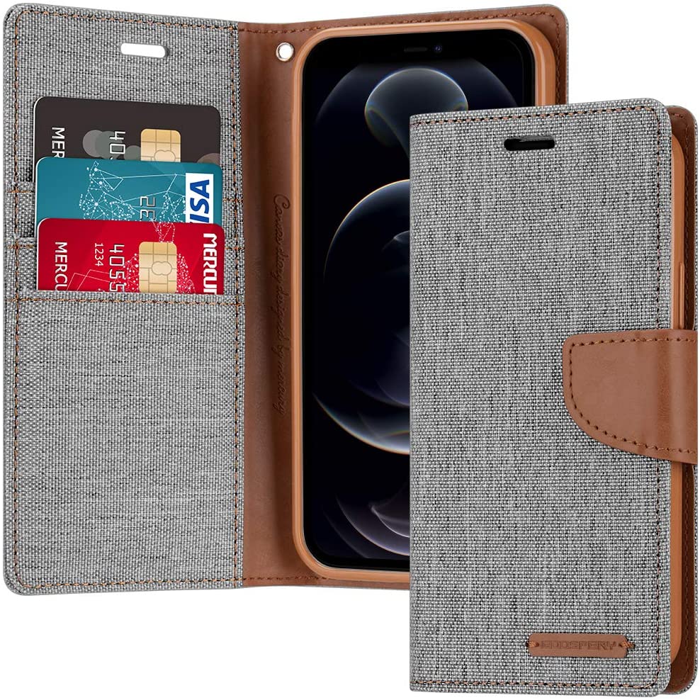 iPhone 12 Pro Max GOOSPERY Canvas Diary Flip Cover Case 6.7" Grey