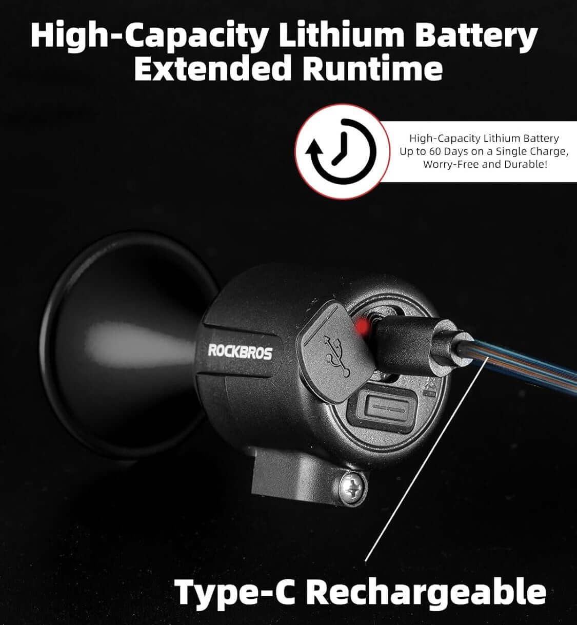 Electronic Bike Horn Bell 120db rechargeable Handlebar mount