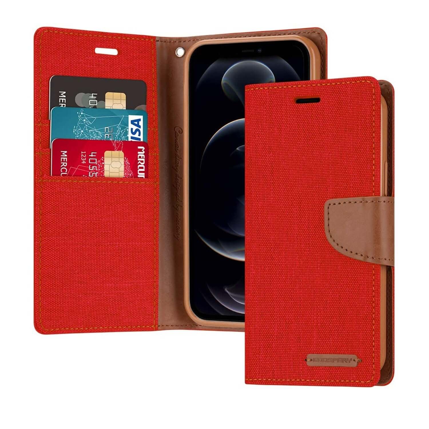 iPhone 12 / 12 Pro 6.1" Canvas Wallet Flip Cover Case