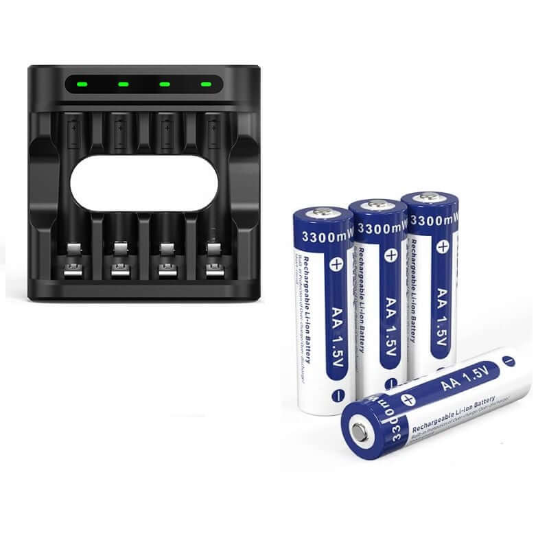 4 Pcs AA 1.5V Li-ion Rechargeable Battery 2000mAh with Charger