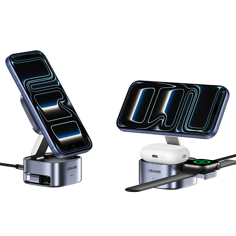 Portable 3-in-1 Magnetic Wireless Charger Charging Stand