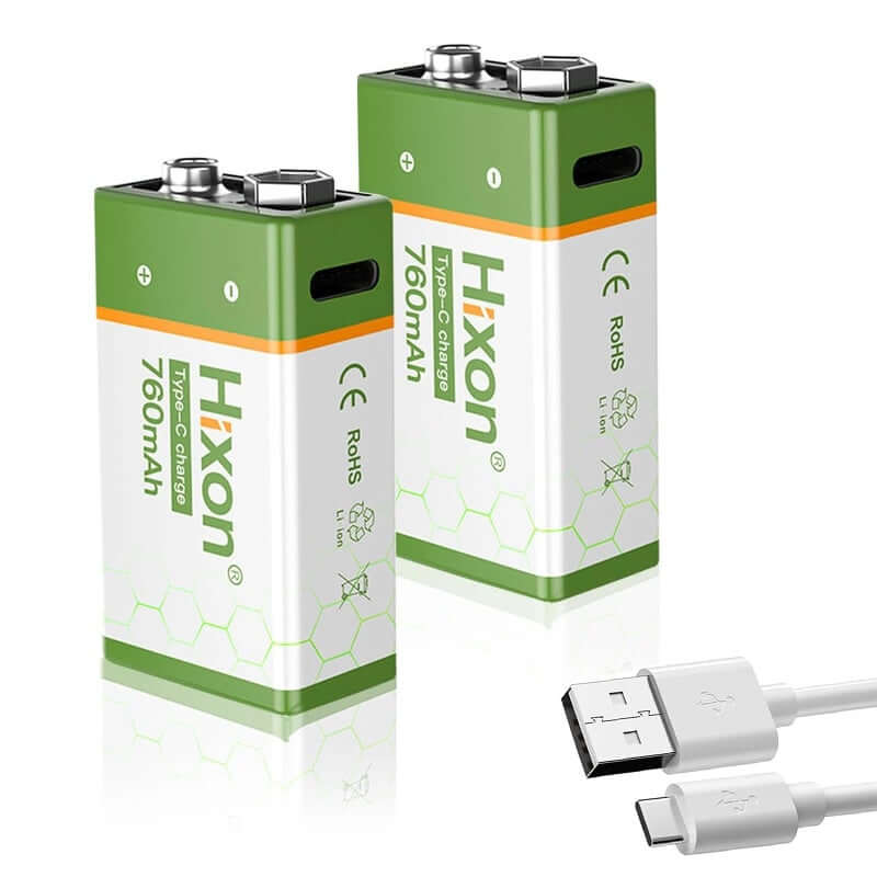 9V Li-ion 760mAh USB Rehcargeable battery 2 Packs