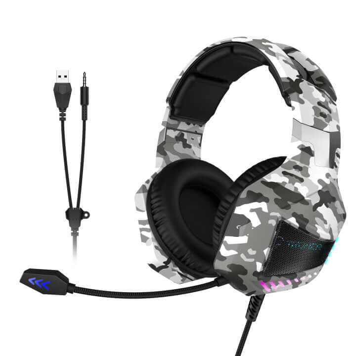 Wired Stereo Bass Gaming Headphone RGB Light Headset With Mic For PC Laptop