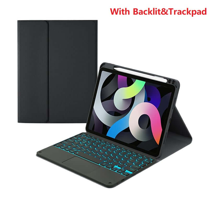 iPad 10.2 10.5 inch backlit and trackpad bluetooth keyboard with foldable Case