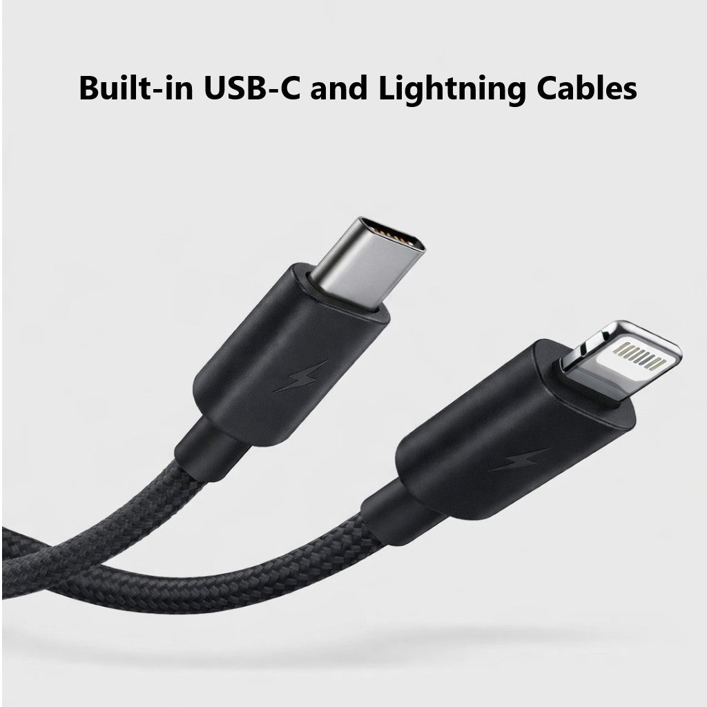20000mAh Power Bank built-in Lightning & USB-C Cable Digital Display
