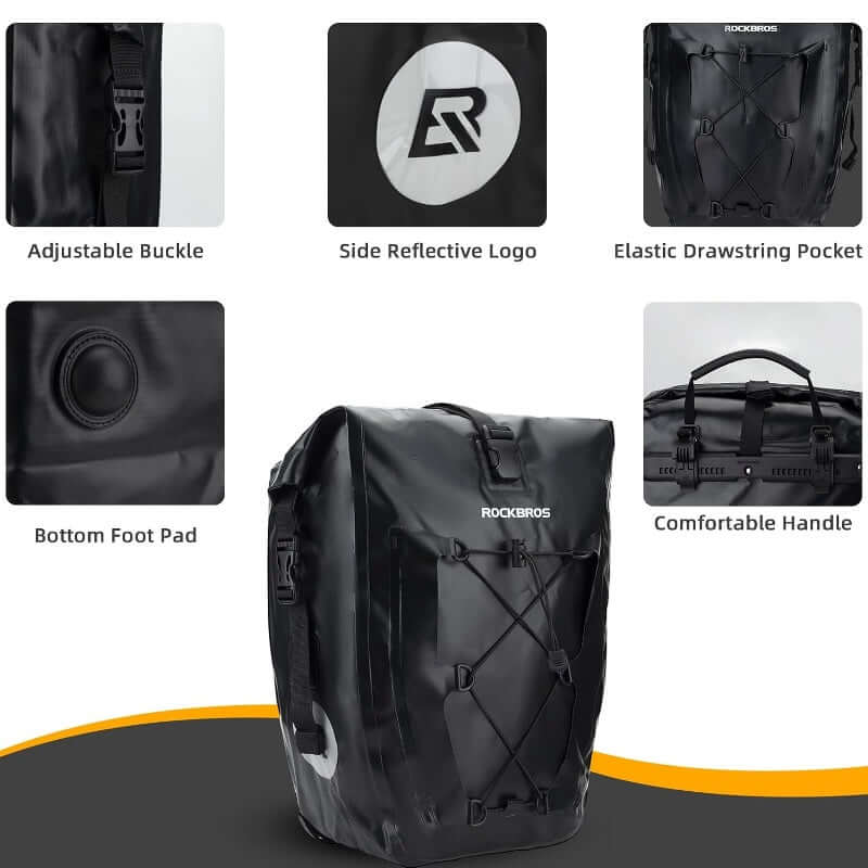 Waterproof Bike Rear Rack Carrier Trunk Travel Pannier Bag 25L
