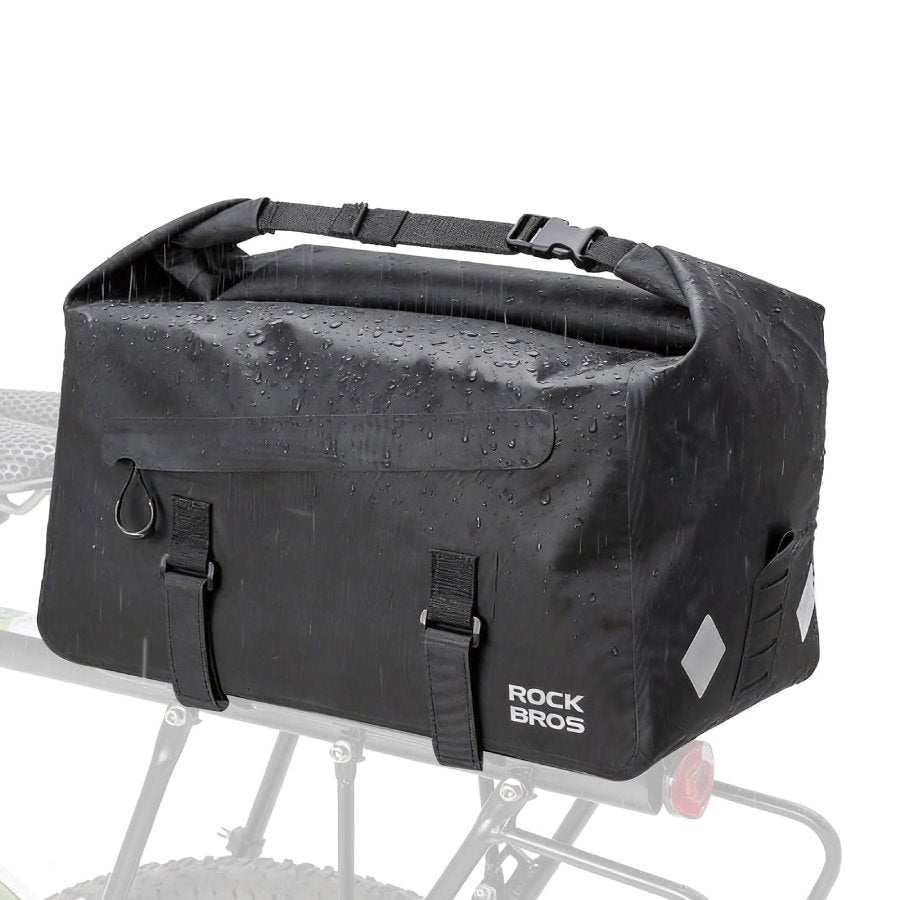 RockBros waterproof bicycle top bag mounted on a bicycle rack waterproof large capacity