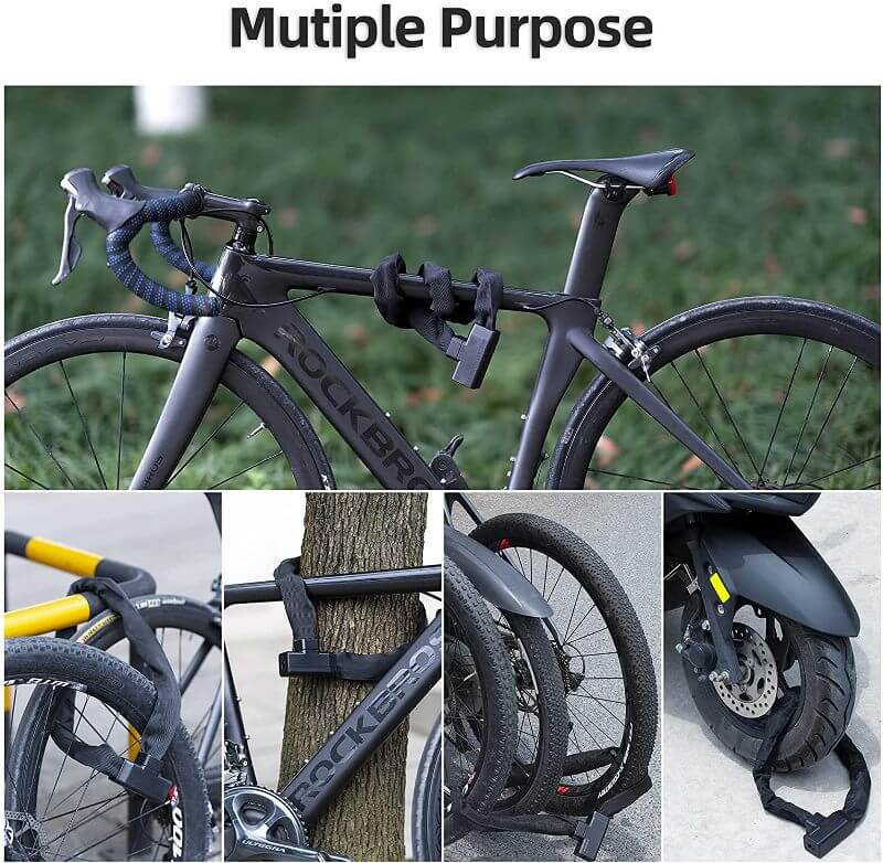 Bike Chain Lock Thick Security Bicycle Anti-Theft Lock with 3 Keys