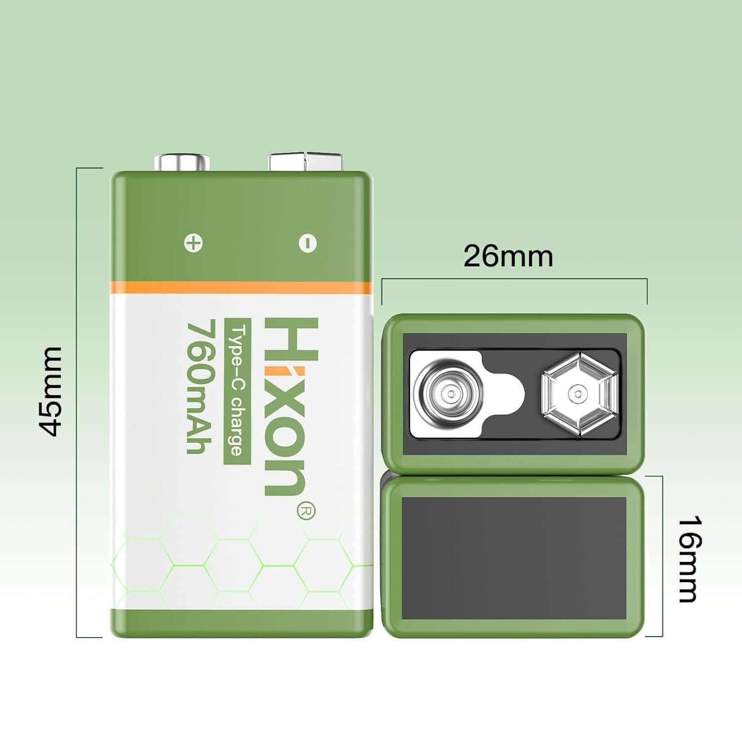 9V Li-ion 760mAh USB Rehcargeable battery 2 Packs
