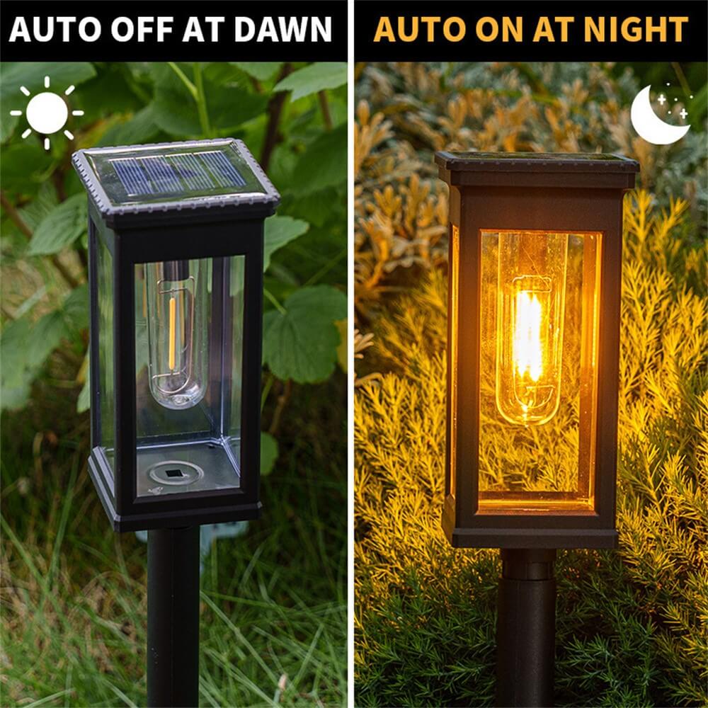 2 Pack Outdoor Solar Pathway Lights Waterproof Garden Lawn Lamps