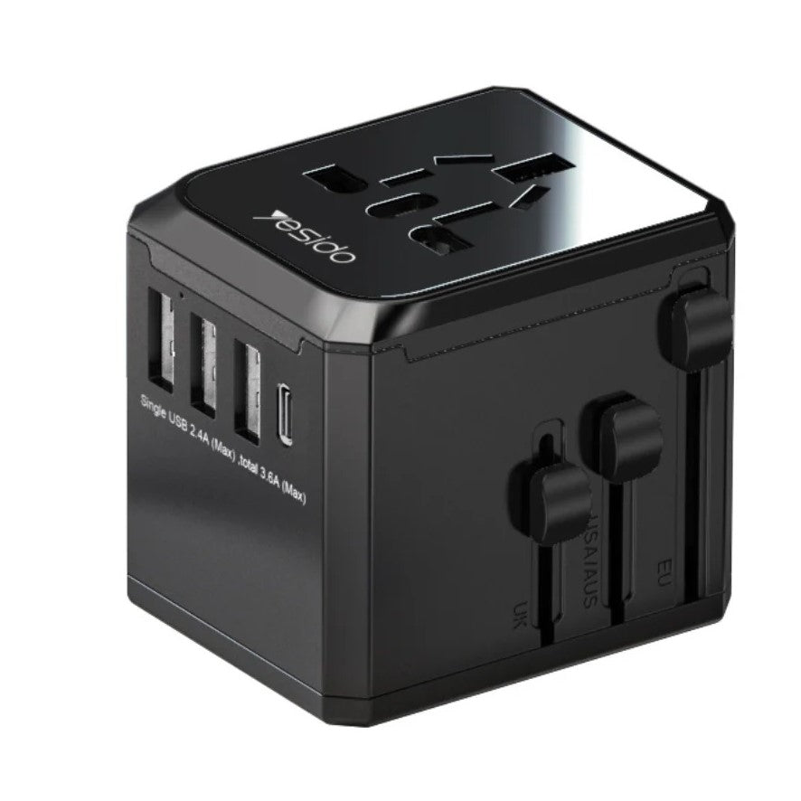 Universal Travel Charger Plug Adapter with 3xUSB 1x Type-C ports