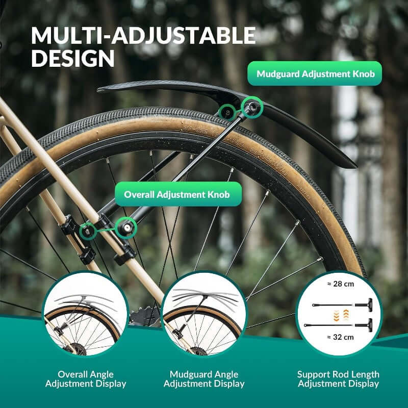 700C Road Bike Front Rear Mudguard Bicycle Fender Adjustable