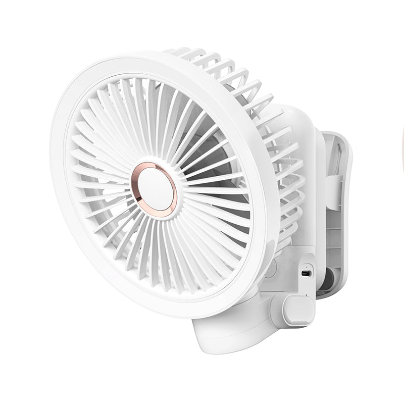 Portable Mini Desk Fan with LED Light Ring USB Rechargeable