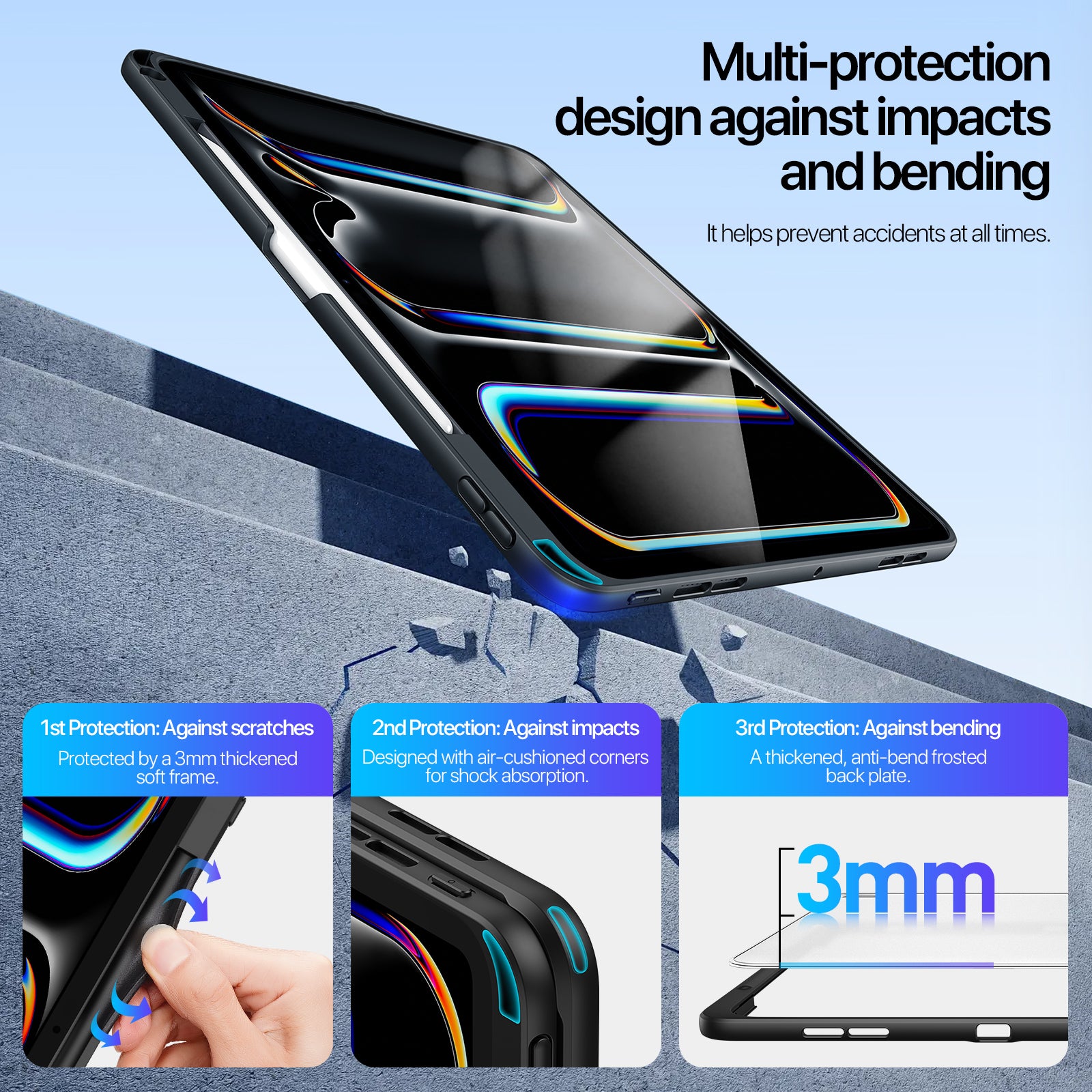 iPad Pro 13 2024/2025 Back Stand Case with Pencil Holder
