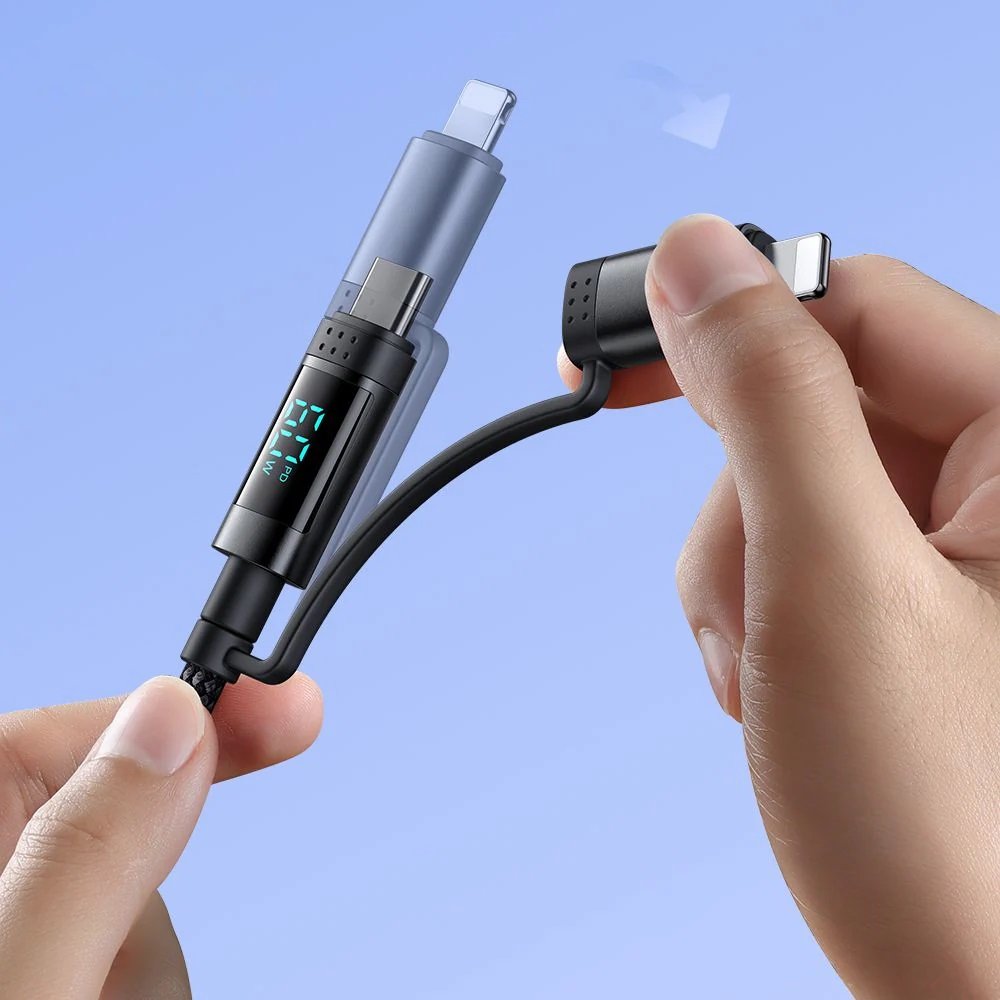 USB-A/USB-C to USB-C/Lightning 4 in 1 Data Charging Cable 1.2m