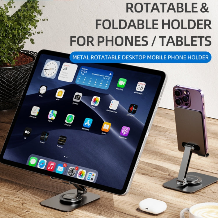 Metal Phone Stand 360 rotatable Foldable for Table Desk