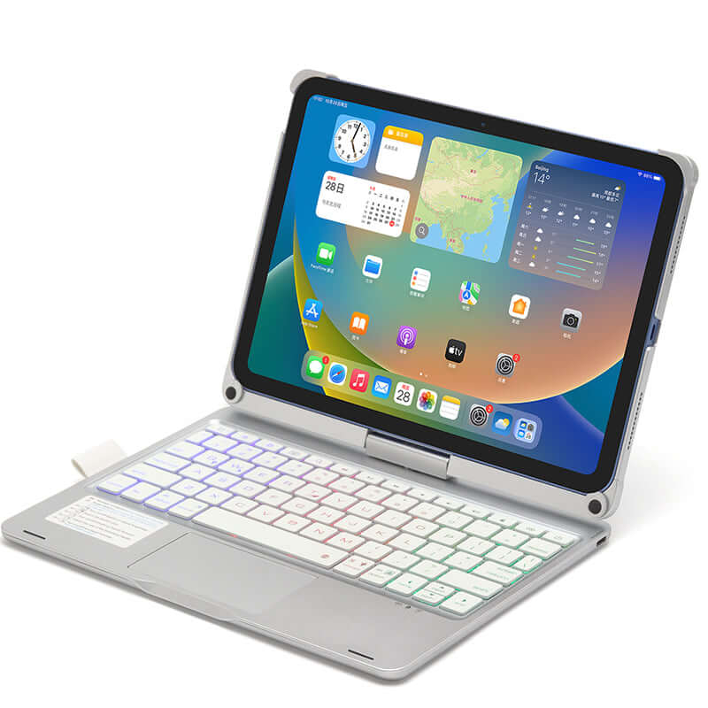 iPad 10th 10.9" 2022 Bluetooth Keyboard with Backlit & Trackpad 360° Rotatable Cover
