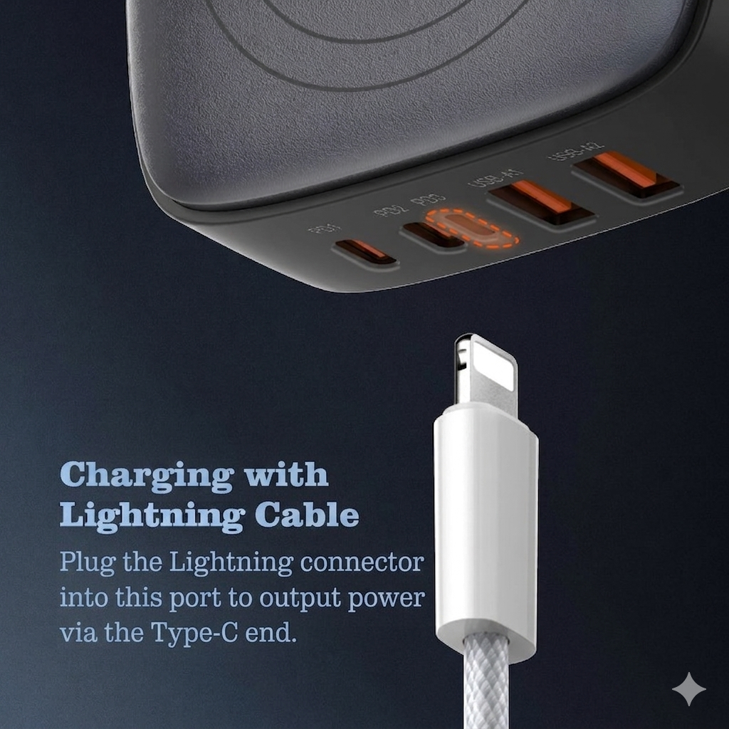 Fast Charger USB Type-C Multiport with Magnetic Wireless Charge
