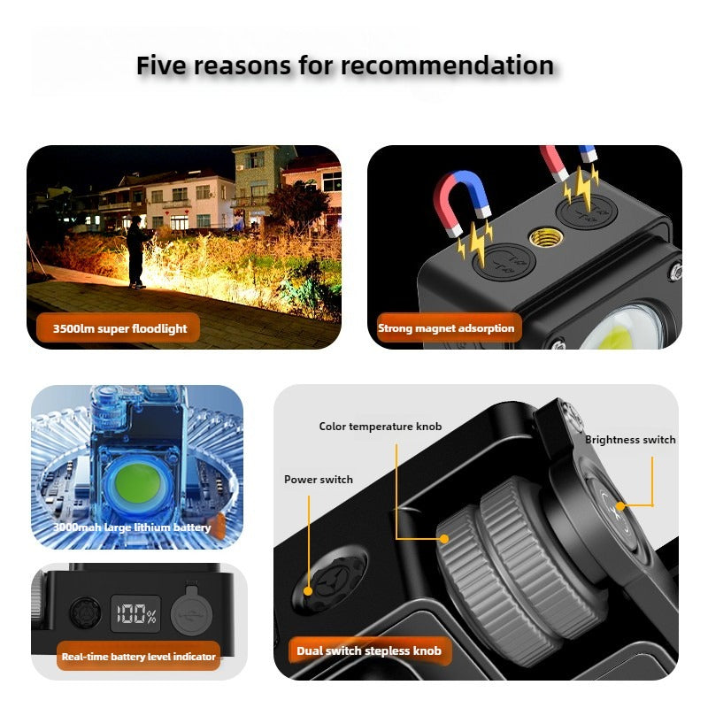 Multi-Functional Camping Light COB 3500 Lm Portable Rechargeable