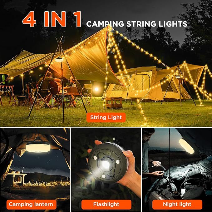 Rechargeable 10m LED String Lights for Camping, Patio & Home Decor