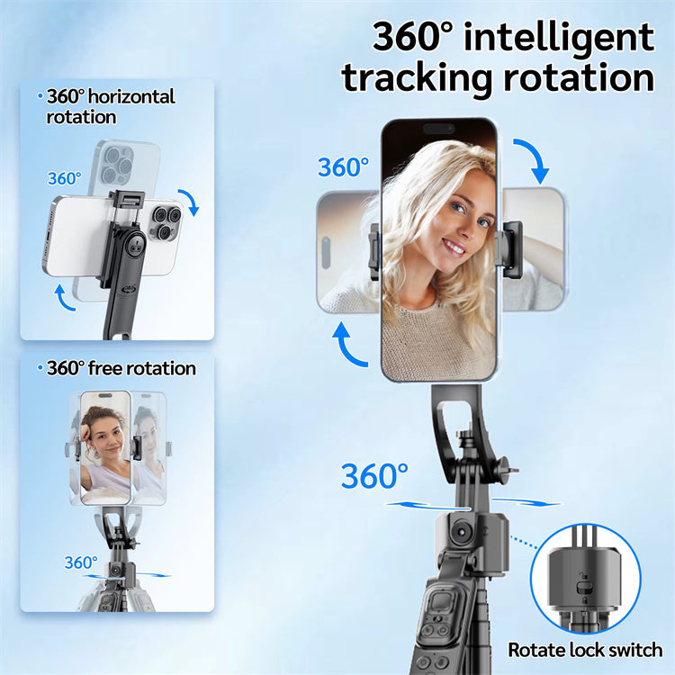 Selfie Stick 360 Rotate Face Tracking Auto Pop Open tripod Max 1.76m