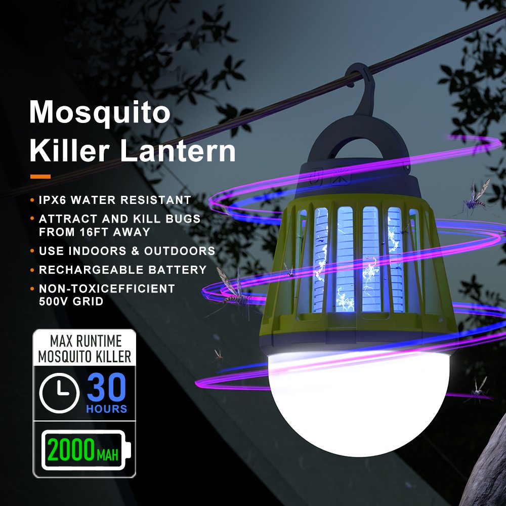 Outdoor Waterproof Camping Lantern with UV Mosquito Killer
