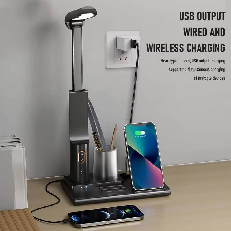 Multifunctional LED desk lamp Wireless Charger with Pen Holder