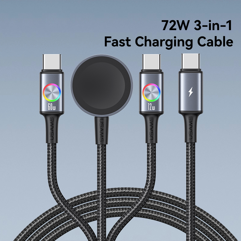 USB-C to 2x USB-C Fast Charging Cable + Apple Watch Wireless Charger