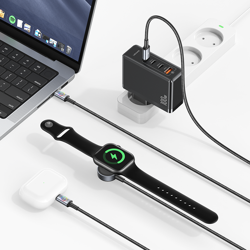 USB-C to 2x USB-C Fast Charging Cable + Apple Watch Wireless Charger