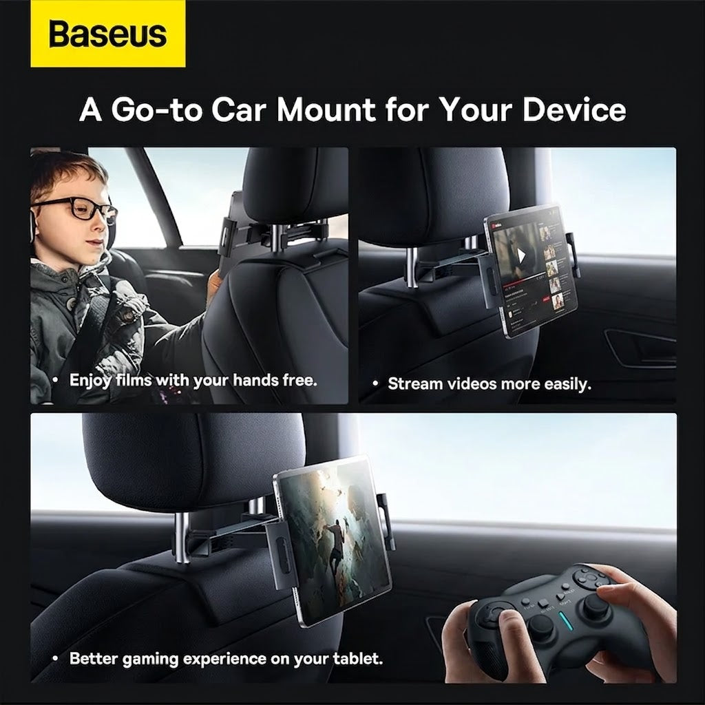 Car Backseat Headrest Mount Holder 360 Rotation for Phone & Tablet 4.7"–12.9"