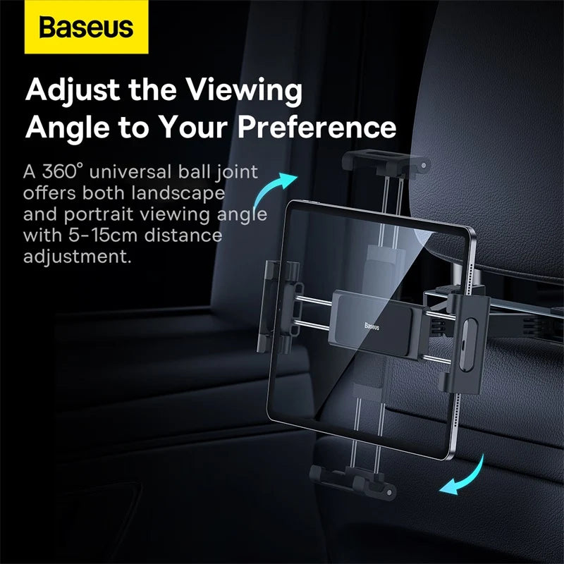 Car Backseat Headrest Mount Holder 360 Rotation for Phone & Tablet 4.7"–12.9"