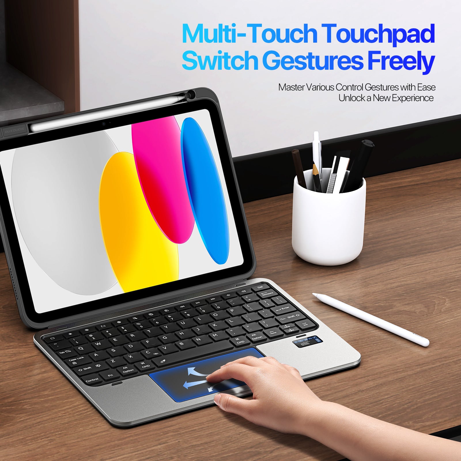 iPad 10th / A16 (2025) Detachable Keyboard with Touchpad Kickstand Cover