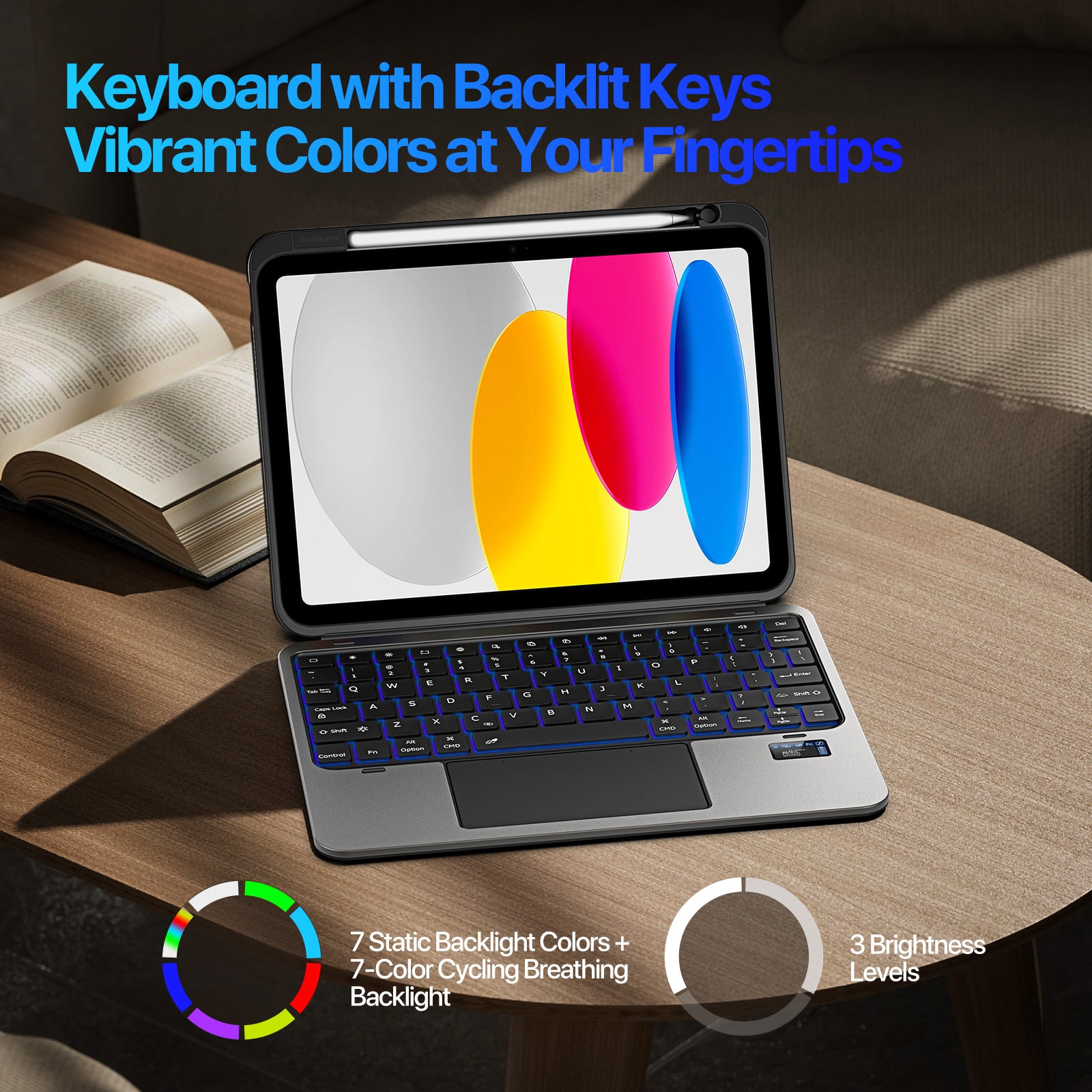 iPad 10th / A16 (2025) Detachable Keyboard with Touchpad Kickstand Cover