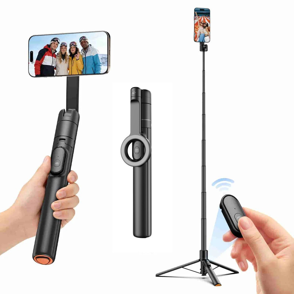 MagSafe Phone Selfie Stick with One-Touch Pop-Out Base