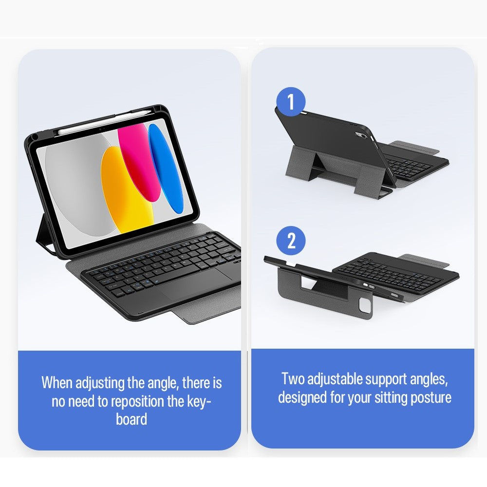 iPad 10th / A16 Keyboard with Trackpad Foldable Protective Case