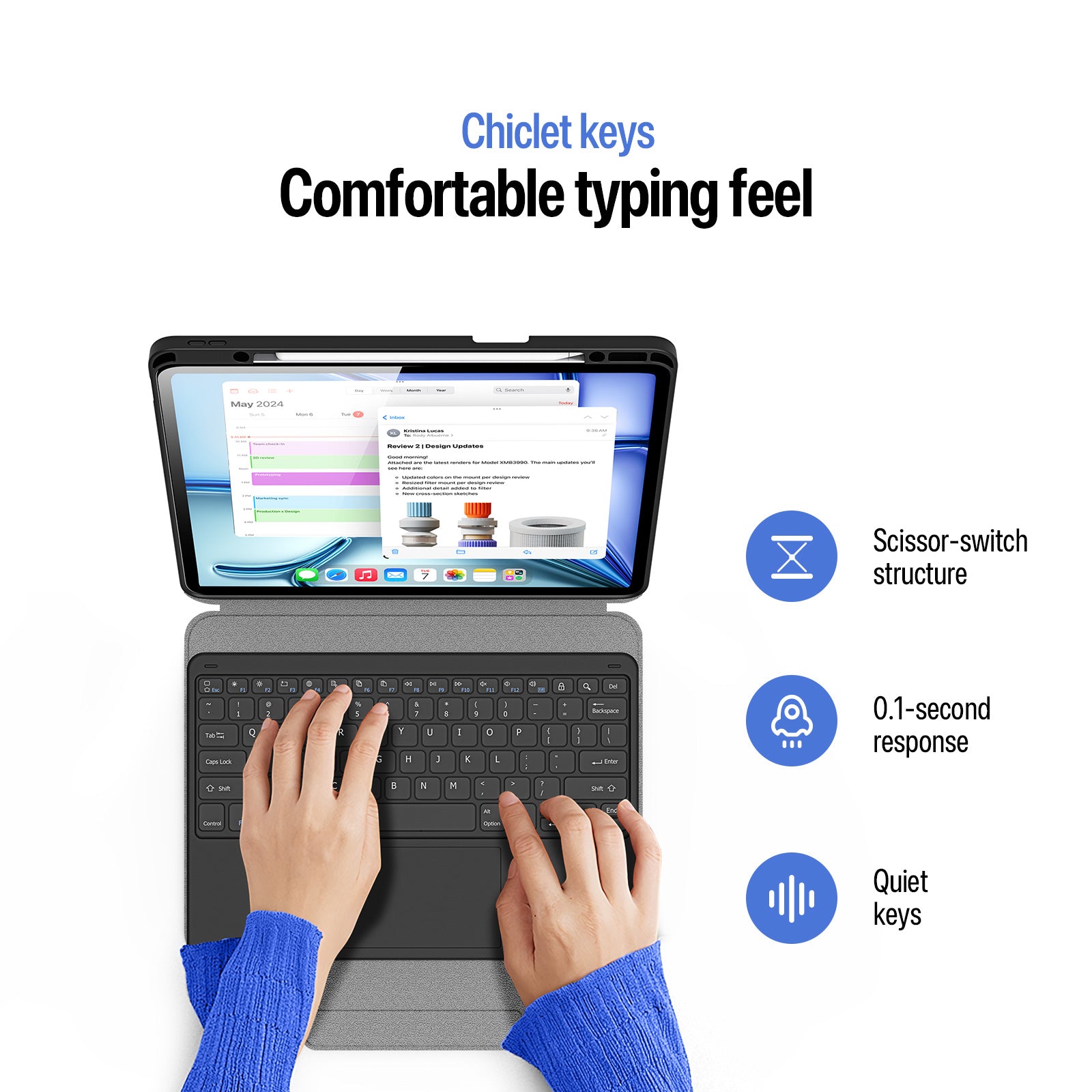 Keyboard Case with Trackpad for iPad Air 11  / 5 /  4  iPad Pro 11