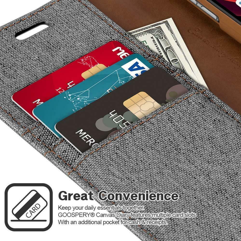 iPhone 12 Pro Max GOOSPERY Canvas Diary Flip Cover Case 6.7" Grey