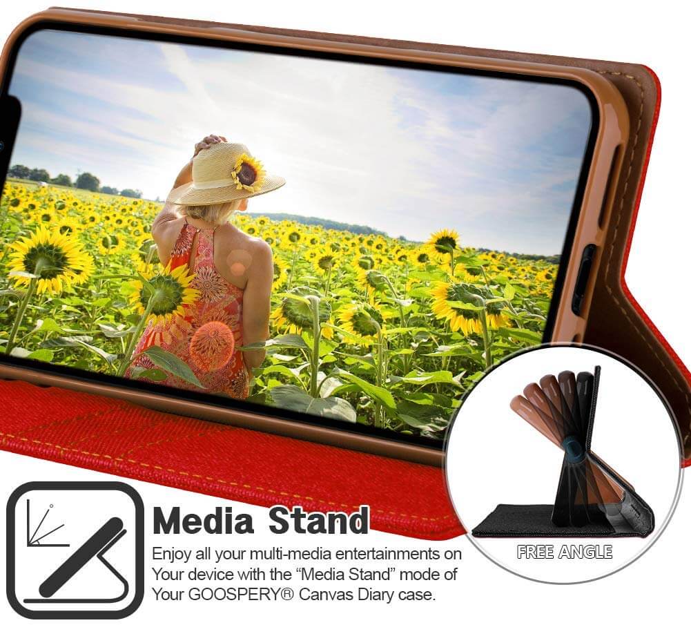 iPhone 12 / 12 Pro 6.1" Canvas Wallet Flip Cover Case