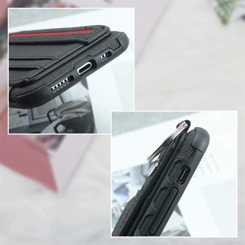 iPhone 12 Pro Max Back Case with Card Holder Ring Grip Hand Strap