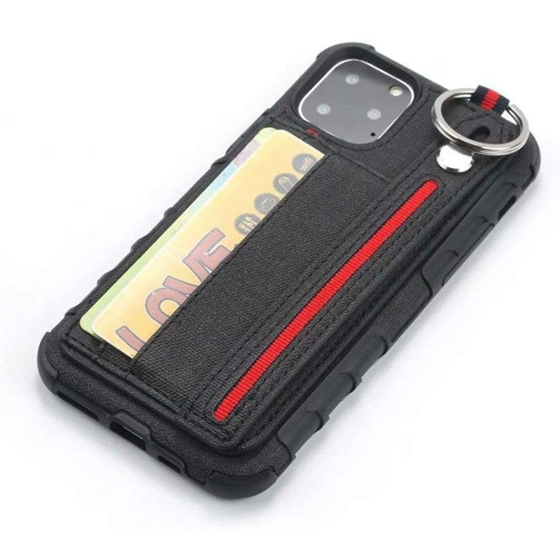 iPhone 12 Pro Max Back Case with Card Holder Ring Grip Hand Strap
