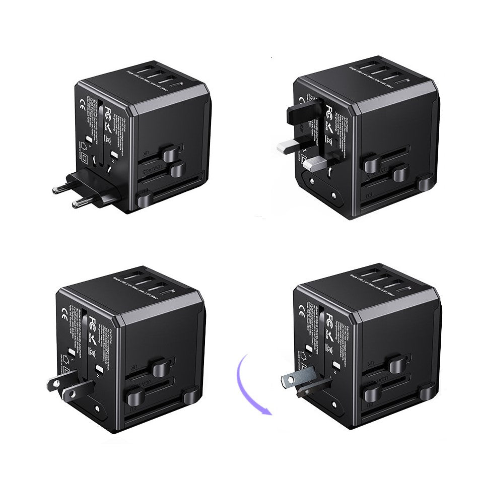 Universal Travel Charger Plug Adapter with 3xUSB 1x Type-C ports