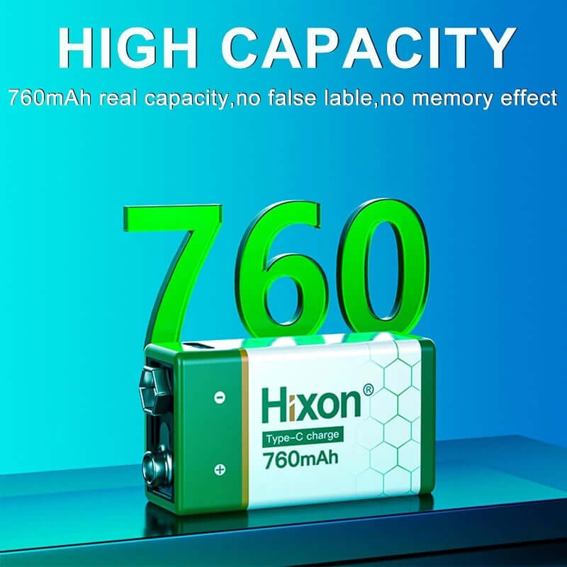 9V Li-ion 760mAh USB Rehcargeable battery 2 Packs