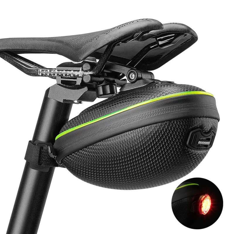 Bicycle Hard Shell Saddle Bag Tail Rear Under Seat Bag With Led Strip 1L
