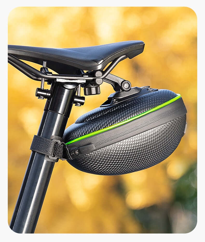 Bicycle Hard Shell Saddle Bag Tail Rear Under Seat Bag With Led Strip 1L