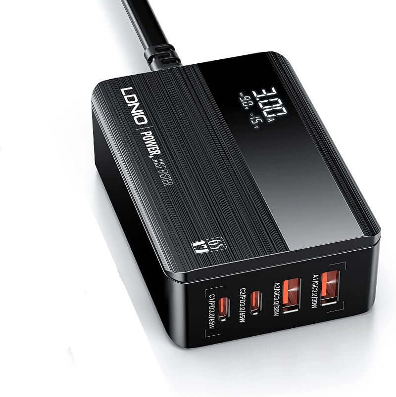 65W USB-C/Type-C Fast charger USB Quick charging 4 ports with Digital Display