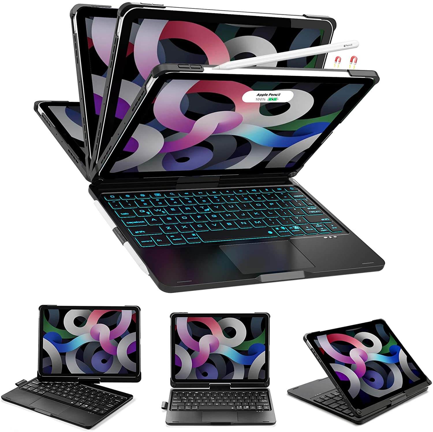 iPad Pro 11 2021/2020/2018/Air 4 Backlit 360° Rotatable Bluetooth keyboard