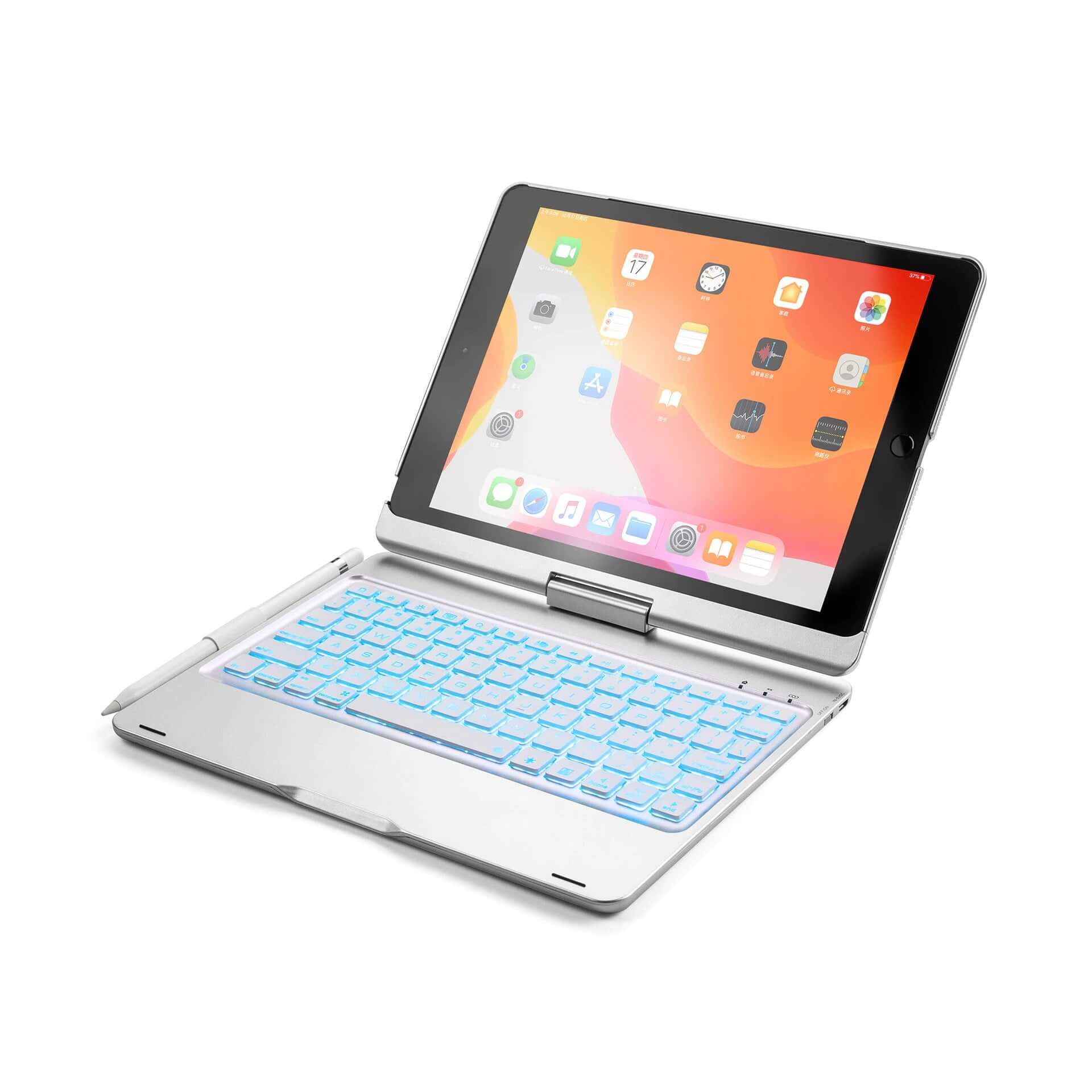 iPad 10.2 inch 7th 8th 9th 10.5" Air 3 Bluetooth Keyboard 360° Rotatable 7 Colors Backlit