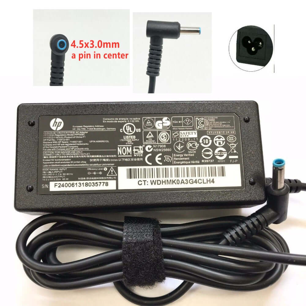 HP 65W 19.5V 3.33A 4.5x3.0mm blue Tip X360 430 440 450 470 G5 adapter